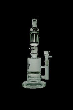 Glass water pipe (bong) for cannabis use.