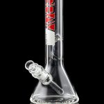 Front view of the GRAV® 8" Basic Beaker Bong, a clear glass piece with a simple, classic beaker shape.