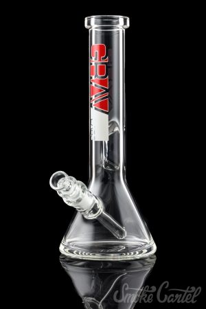 Front view of the GRAV® 8" Basic Beaker Bong, a clear glass piece with a simple, classic beaker shape.