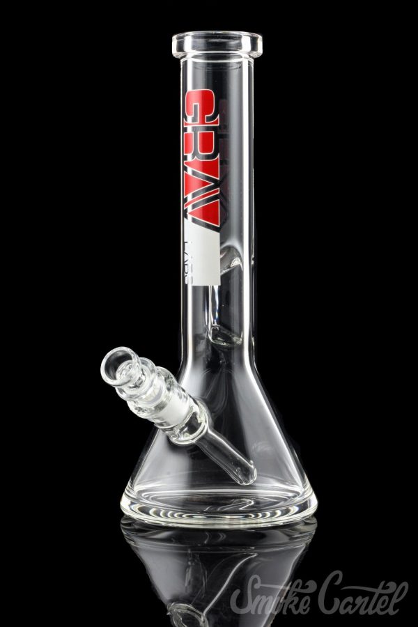 Front view of the GRAV® 8" Basic Beaker Bong, a clear glass piece with a simple, classic beaker shape.