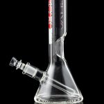 Front view of the GRAV® 8" Basic Beaker Bong, a clear glass piece with a simple, cylindrical shape and visible joint.