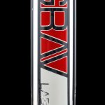 Front view of the GRAV® 8" Basic Beaker Bong, with a clear glass body and brand name prominently displayed along its length.