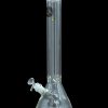 Clear glass water pipe (bong) with intricate floral-shaped glasswork and a removable downstem.