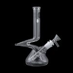 Clear glass water pipe (bong) isolated on a black background.