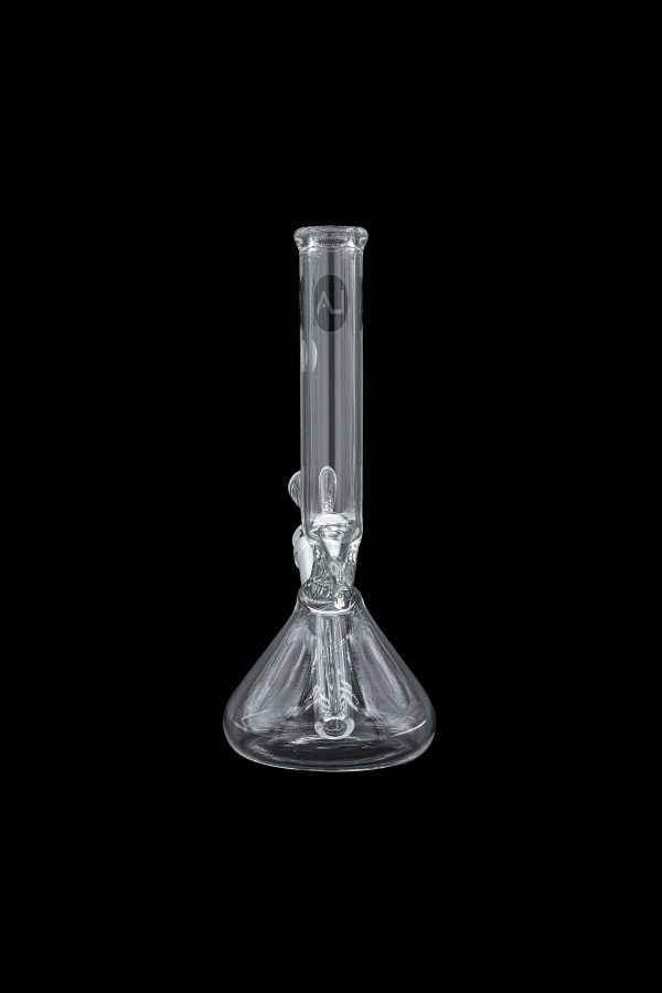 Clear glass bong isolated on a black background.