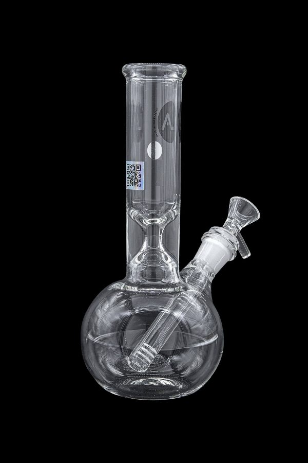 Clear glass water pipe (bong) with ice catcher and downstem.