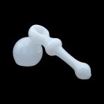 Frosted glass bubbler pipe for smoking cannabis.