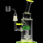 Front view of the Cheech & Chong Showerhead Perc Dab Rig - Anthony, showcasing its clear glass construction and unique perc design.