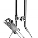 Glass bong with ice catcher.