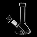 A front view of the Conical Beaker Mini Water Pipe, showcasing its clear glass conical shape and simple design.