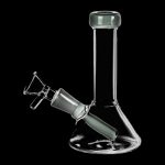 Front view of the Conical Beaker Mini Water Pipe, a clear glass conical beaker resting on a black surface.