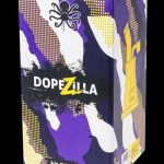 Front view of the Dopezilla Glass Dab Rig Bubbler - Kraken, showcasing a colorful, patterned glass bubbler with a unique design.