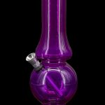 Purple glass water pipe (bong) with a textured base.