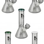 A front view of the Diamond Glass 8" Classic Beaker Bong, showing its clear glass construction and simple beaker shape.