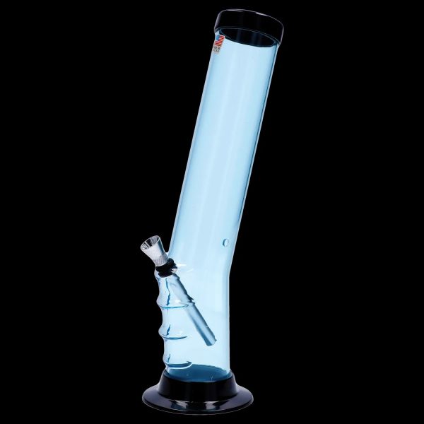 Blue glass water pipe with a removable downstem.