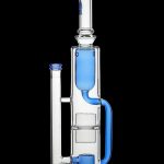 Blue glass water pipe (rig) with multiple chambers and percolators.
