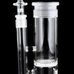 Clear glass water pipe (bong) with percolator and detachable downstem.