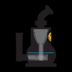 A close-up, angled view of the Goody Glass The Chief Mini Rig 4-Piece Kit, showing its clear glass construction and compact size.