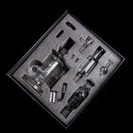 Cannabis dab rig set displayed in a foam-lined case.