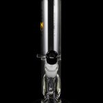 Glass water pipe (bong) for smoking cannabis, isolated on a black background.