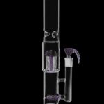 A studio shot of the Inline Showerhead Perc to Domed Tree Perc Big Bong, displaying its clear glass construction and multi-level perc design.