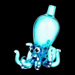 A detailed overhead view of the Octopus Themed Directional Carb Cap in blue glass, highlighting its unique, rounded shape.