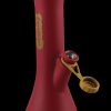 Front view of the PieceMaker "KaliGo" Silicone Bong, a ruby-red waterpipe with a curved neck and textured accents.