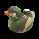 Front view of the Piecemaker Silicone Duck Water Pipe - Kwack, showcasing its vibrant yellow and detailed design.