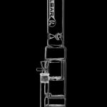 Front view of the Pulsar Double Honeycomb Inverted Showerhead Perc Bong, showcasing its clear glass construction and intricate perc design.