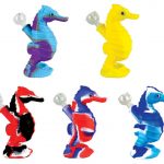 Front view of the Premium Silicone Seahorse Molded Water Pipe, a sculpted, blue silicone piece with a curved neck.