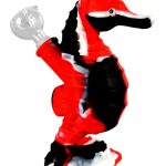 A front view of the Premium Silicone Seahorse Molded Water Pipe, showcasing its sculpted, seahorse-shaped design in vibrant colors.