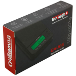 A close-up of the Truweigh Gauge Digital Mini Scale with its digital display, showing a side view of the compact device.