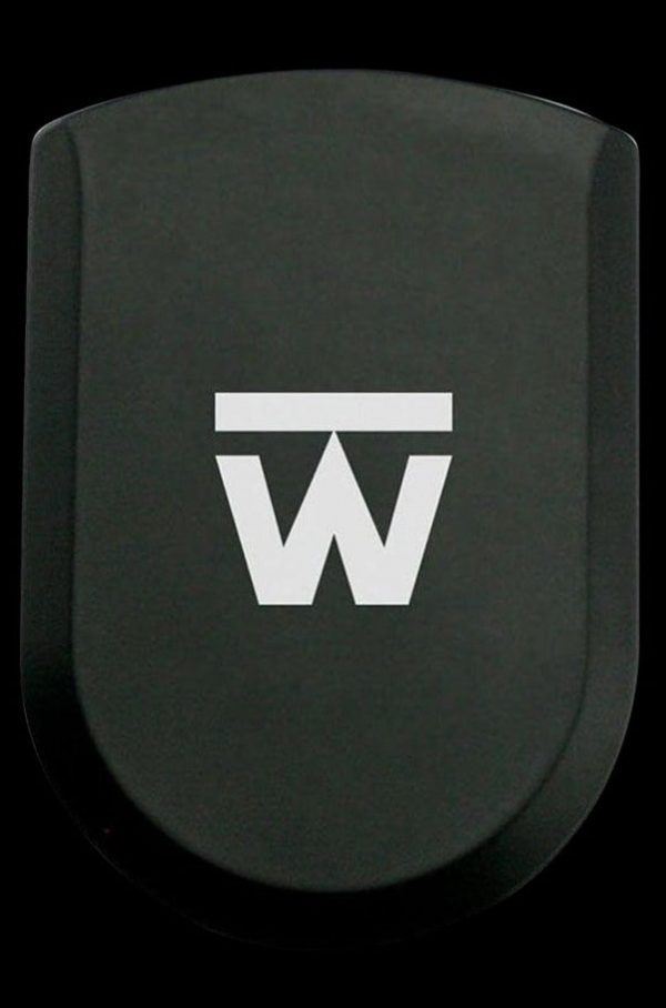 Front view of the Truweigh Lynx Digital Mini Scale, showcasing its sleek, compact design against a dark background.