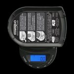 Close-up of the Truweigh Lynx Digital Mini Scale, displaying a digital readout with buttons and a black platform.