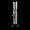 Silver glass water pipe with ice pinch and black accents against a black background.