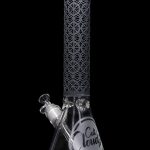 Black and clear glass bong with intricate geometric patterns and "Cali Cloud" logo.