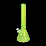 Green glass bong with ice catcher.