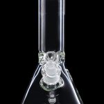 A straight-on view of the 10" 5mm Ice Pinch Beaker, showcasing its clear glass construction and simple beaker shape.