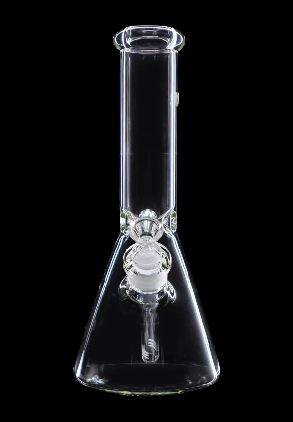 Clear glass bong isolated on a black background.