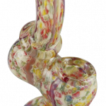 A front view of the Worked Beaded Mini Bubbler Pipe, showing its colorful glass and beaded accents.