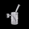 Clear glass bubbler water pipe for cannabis use.