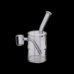Clear glass bubbler water pipe for cannabis use.