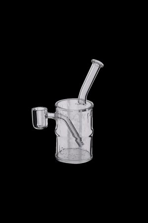 Clear glass bubbler water pipe for cannabis use.