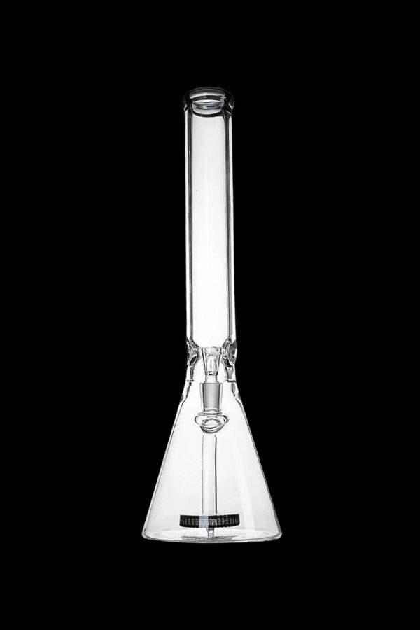 Clear glass bong isolated on a black background.