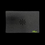 Black smell-proof bag with a circular pattern of small holes, branded "Coast Coasters."