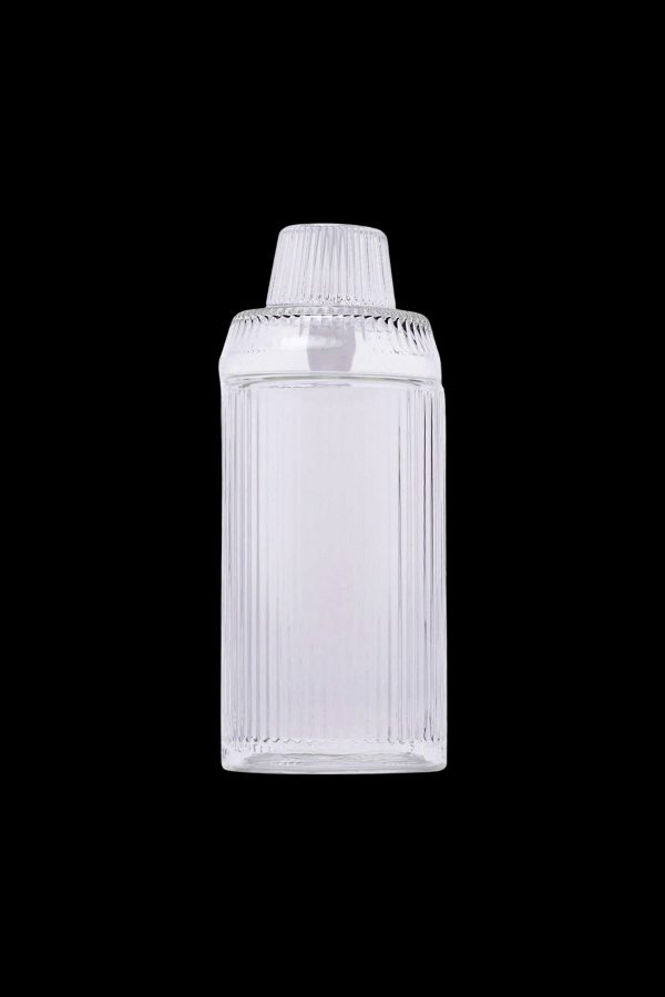 Clear glass cannabis oil container.