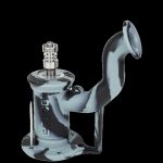 Blue glass water pipe (rig) with a percolator and bowl for cannabis concentrate.