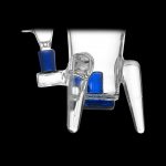 Clear glass cannabis water pipe attachment with blue accents.