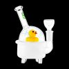 Glass bubbler water pipe shaped like a rubber ducky.