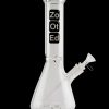 Glass water pipe (bong) with “ZoOtEd” logo and detachable downstem.
